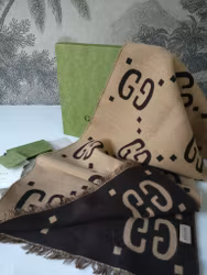 Gucci GG Jacquard Wool Silk Scarf