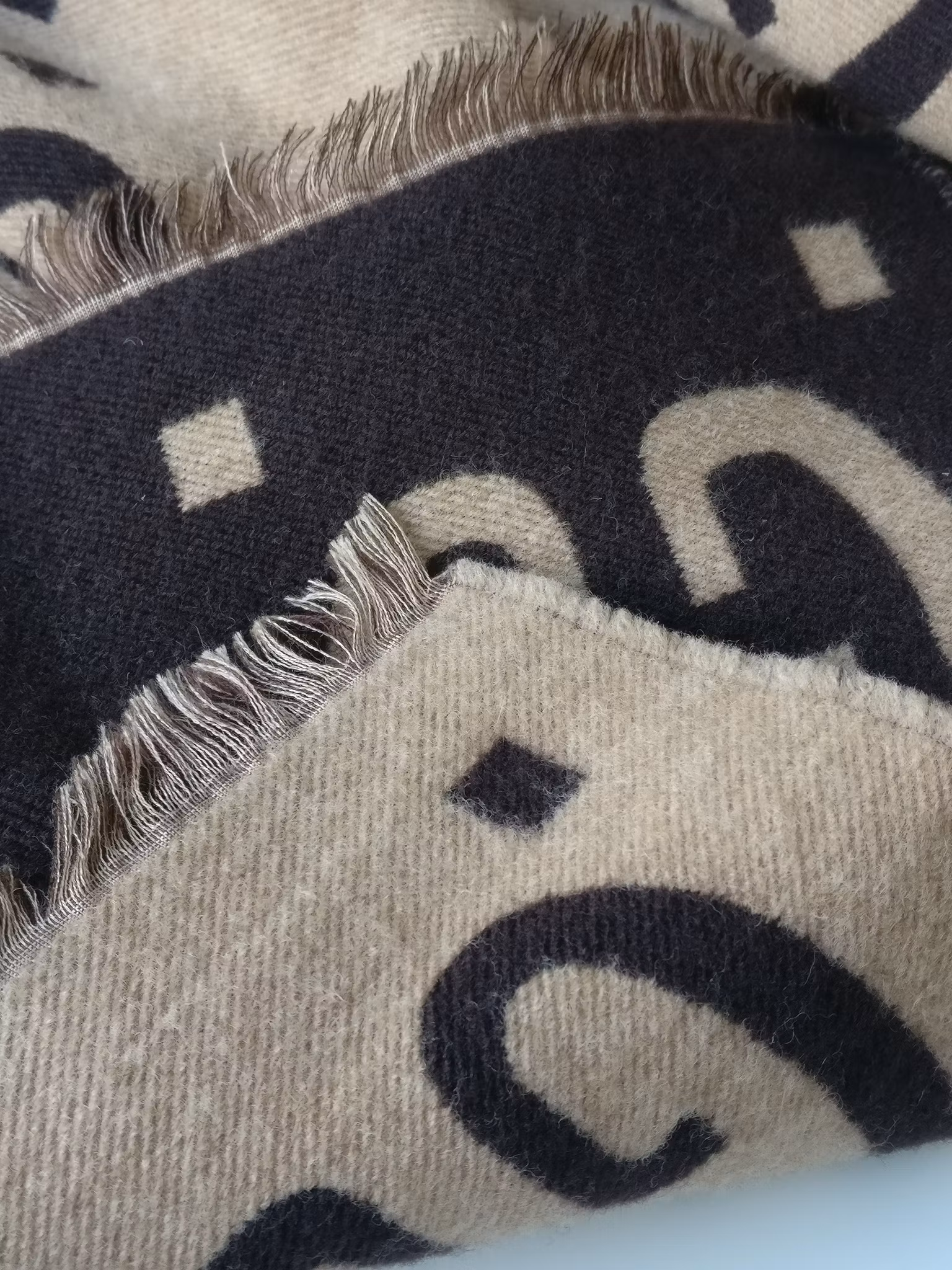 Gucci GG Jacquard Wool Silk Scarf