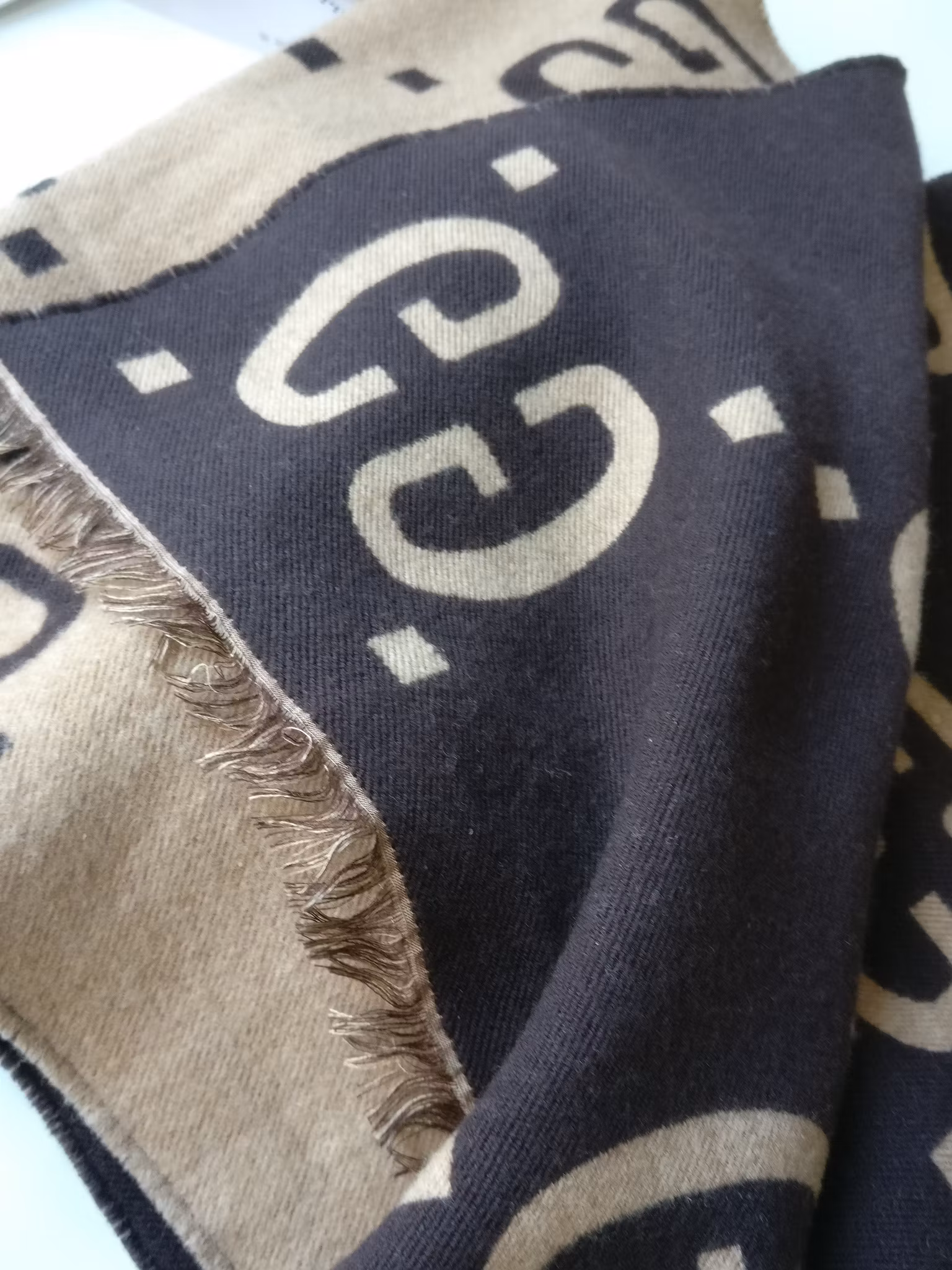 Gucci GG Jacquard Wool Silk Scarf