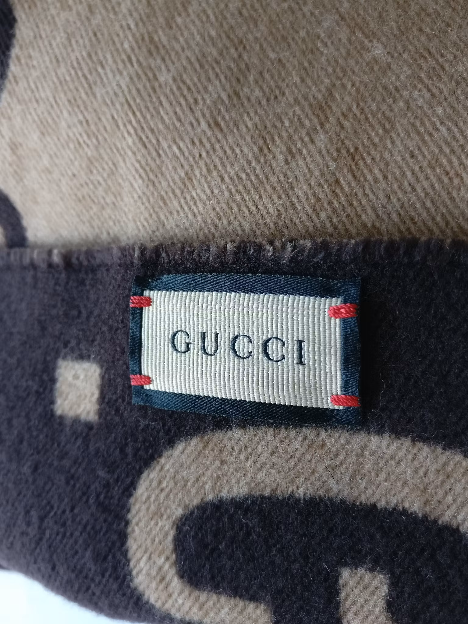 Gucci GG Jacquard Wool Silk Scarf