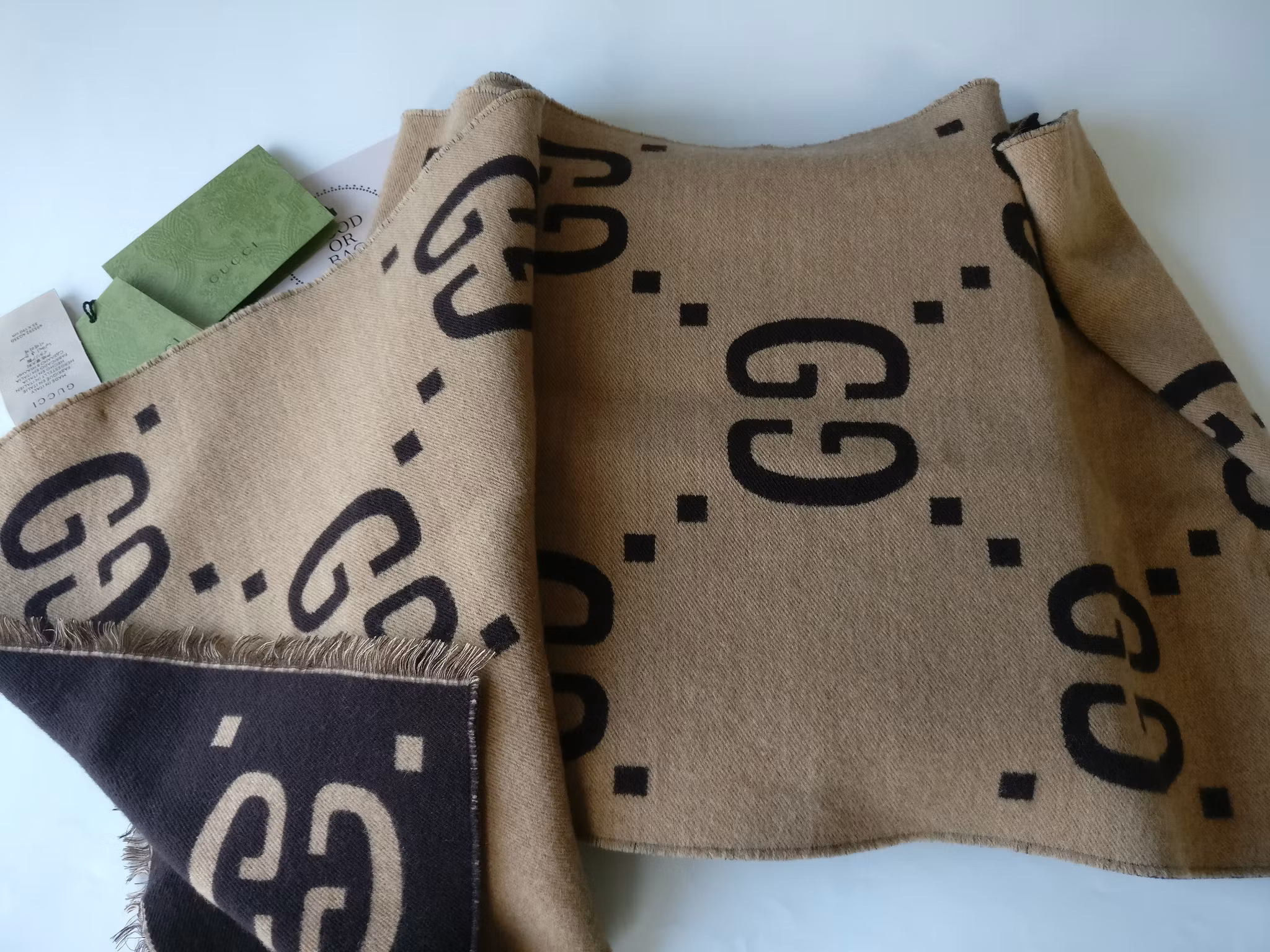 Gucci GG Jacquard Wool Silk Scarf