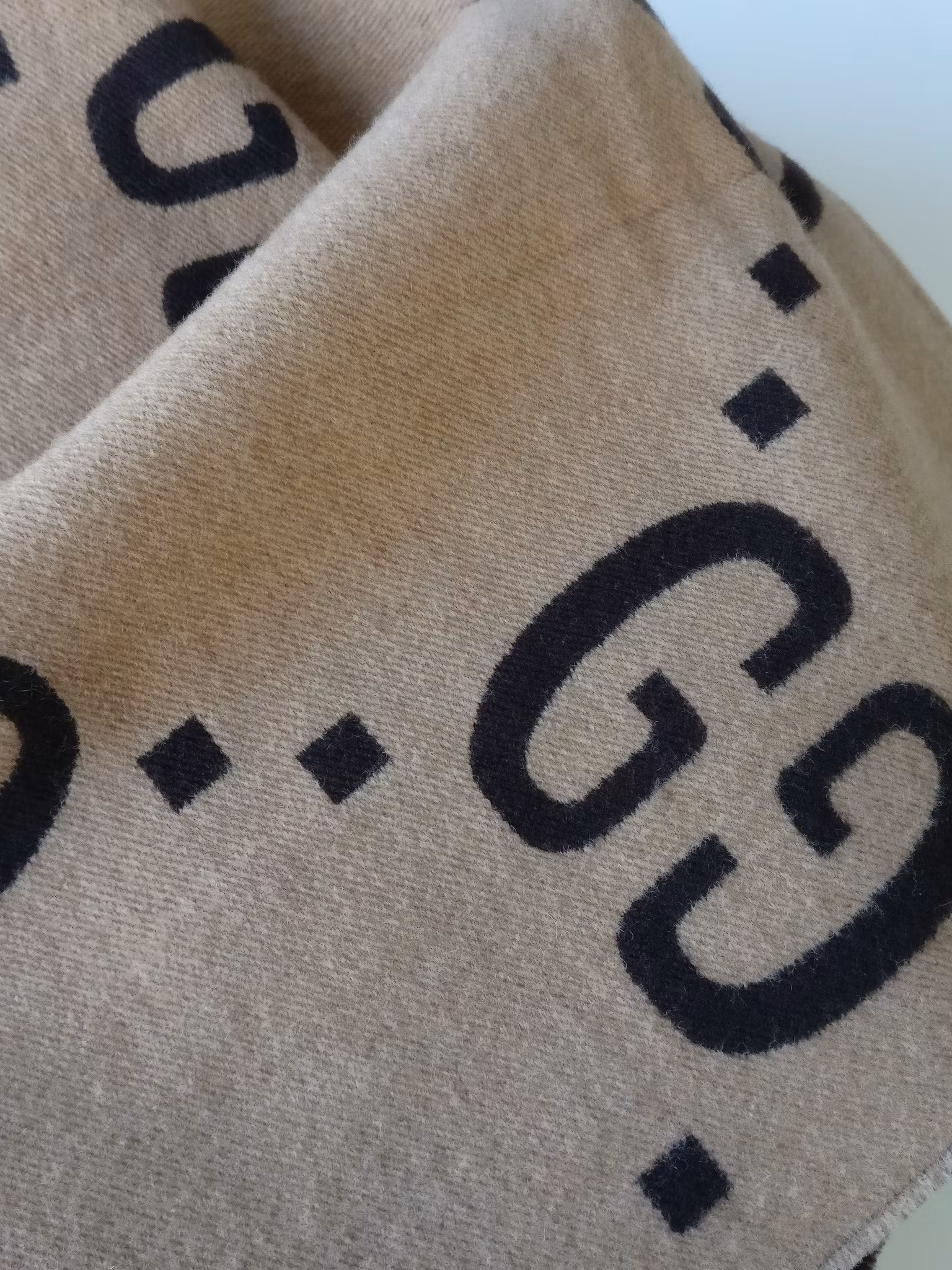 Gucci GG Jacquard Wool Silk Scarf