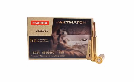 500 st Norma Jaktmatch 6,5x55 SE FMJ 8 gram/124gr (Helmantel, Elektron, Fågel) | Kontakta oss för offert och lagerstatus!