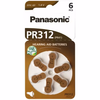 Hörapparatsbatterier Panasonic PR312
