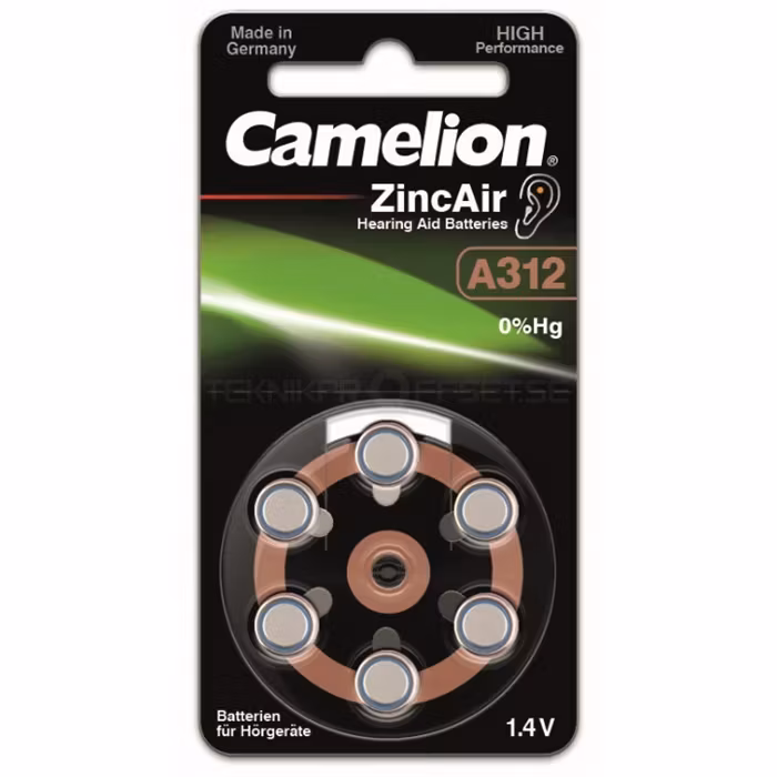 Hörapparatsbatterier Camelion 312