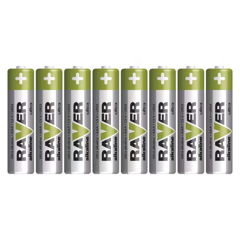 RAVER Alkaliskt batteri AAA / LR03, 8 st alkalsika batterier