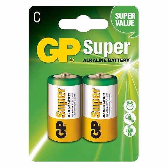 C-batterier (LR14) 2 x GP Super Alkaline