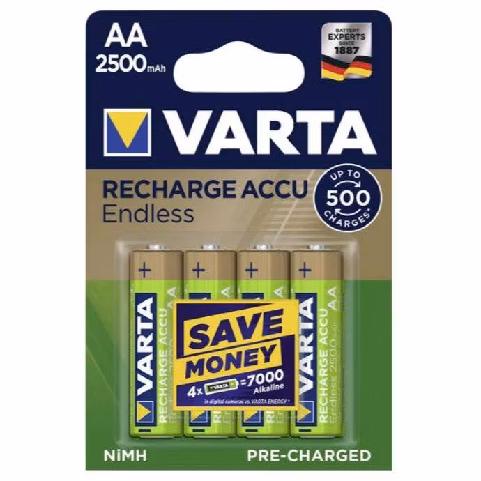 Uppladdningsbara batterier 4 x Varta R2U EndlessR6 AA 2500mAh