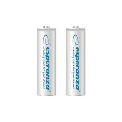 Uppladdningsbara batterier Esperanza Ni-MH AA 2000mAh 2 st, vit