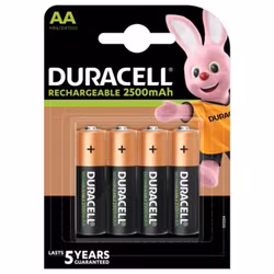 Uppladdningsbara batterier 4 x Duracell R6 / AA 2500 mAh-batterier