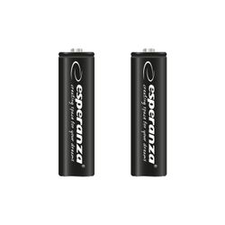 Uppladdningsbara batterier Esperanza med hög kapacitet, Ni-MH AA 2600mAh 2 st, svart