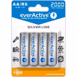 Uppladdningsbara batterier 4 st everActive R6/AA Ni-MH 2000 mAh redo att användas