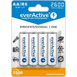 Uppladdningsbara batterier 4 st everActive R6/AA Ni-MH 2600 mAh