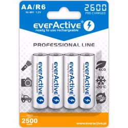 Uppladdningsbara batterier 4 st everActive R6/AA Ni-MH 2600 mAh
