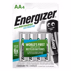 Uppladdningsbara batterier 4 x Energizer R6 / AA Ni-MH 2300mAh Extreme