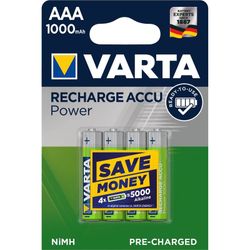 Uppladdningsbara batterier 4 x Varta Ready2use AAA Ni-MH 1000 mAh