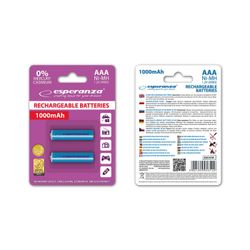 Uppladdningsbara batterier Esperanza Ni-MH AAA 1000mAh 2 st