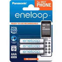 Uppladdningsbara batterier 3 x Panasonic Eneloop R03 AAA 800mAh för DECT