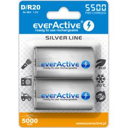Uppladdningsbara batterier 2x everActive R20/D Ni-MH 5500 mAh