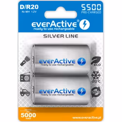 Uppladdningsbara batterier 2x everActive R20/D Ni-MH 5500 mAh