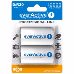 Uppladdningsbara batterier 2x everActive R20/D Ni-MH 10,000 mAh