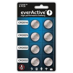8 st everActive 4 x CR2032, 2 x CR2025, 2 x CR2016