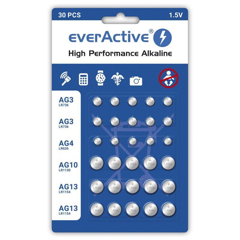 30 st olika everActive mini alkaliska batterier