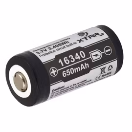 CR123A /16340 Xtar 3,7V, 650 mAh uppladdningsbart batteri med skydd