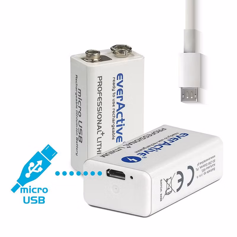 9V / 6F22 everActive Li-ion 550 mAh uppladdningsbart batteri