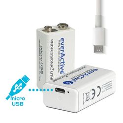 9V / 6F22 everActive Li-ion 550 mAh uppladdningsbart batteri
