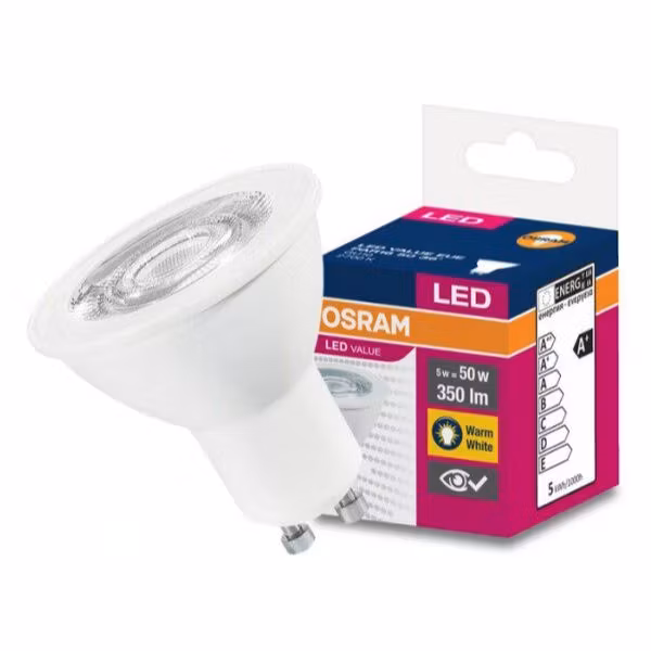 OSRAM GU10 LED-lampa 5W LED  Varmvit 2700k