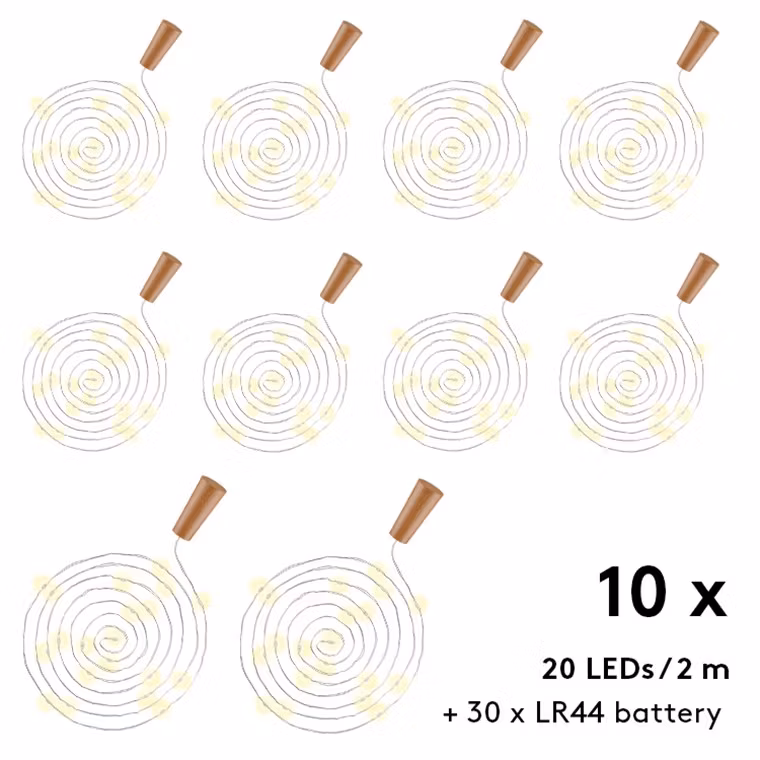 10 x flaskstränglampa med 20 lysdioder bild
