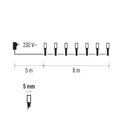 Julbelysning LED 8 meter vit kall