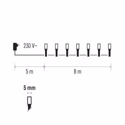 Julbelysning LED 8 meter vit kall