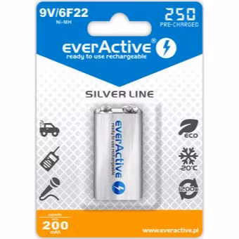 everActive 9V Ni-MH 250 mAh redo att användas