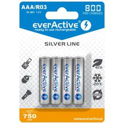 Uppladdningsbara batterier 4x everActive R03 / AAA Ni-MH 800 mAh