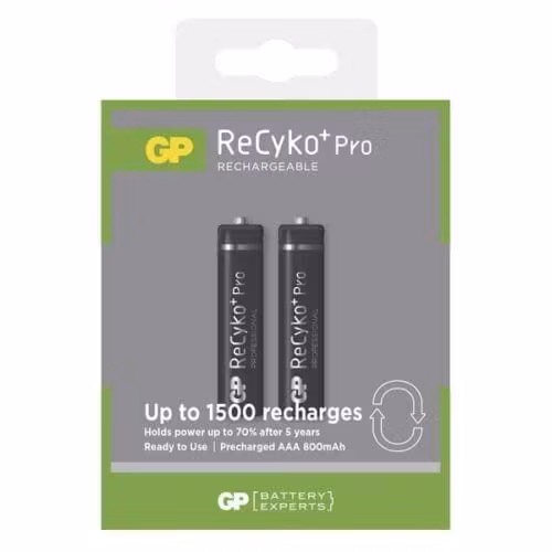 Uppladdningsbara batterier 2 x R03 / AAA GP ReCyko + Pro Professional 800 mAh