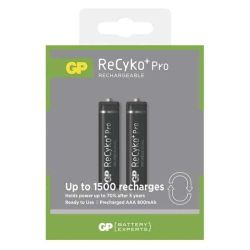 Uppladdningsbara batterier 2 x R03 / AAA GP ReCyko + Pro Professional 800 mAh