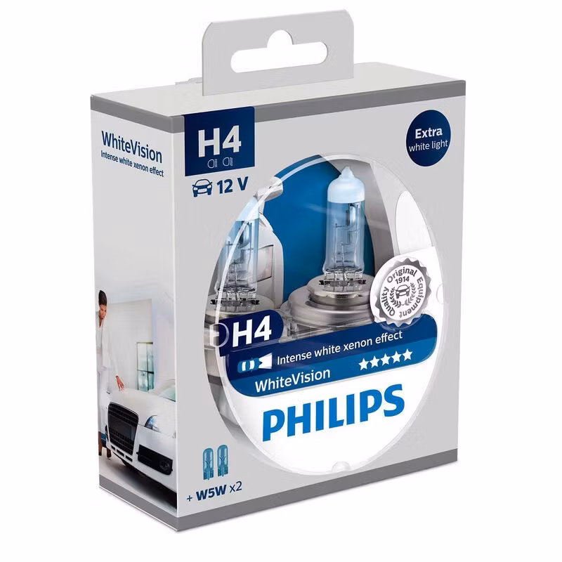 2x Philips Halogenlampa H4 WhiteVision