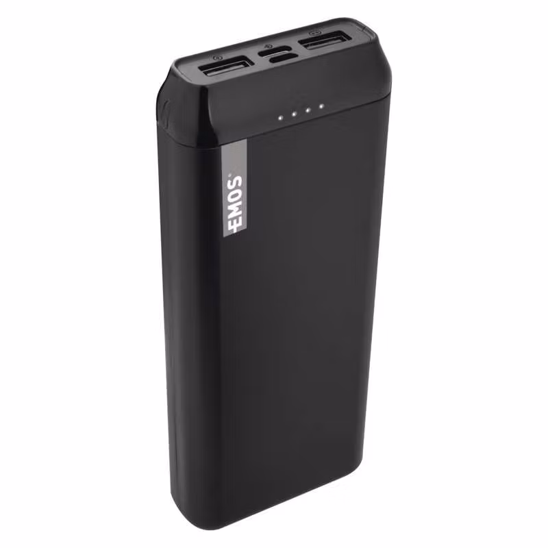 Powerbank EMOS ALPHA Portable 20000 mAh svart + USB-C-kabel