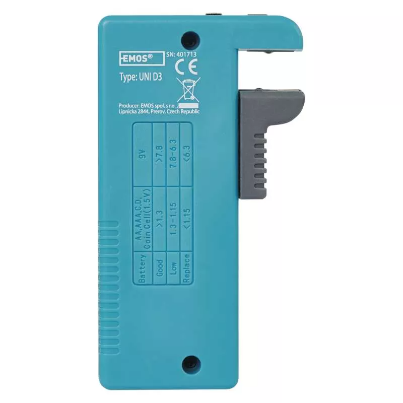 Batteritestare Universal  (AA, AAA, C, D, 9V, knapp)
