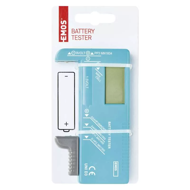 Batteritestare Universal (AA, AAA, C, D, 9V, knapp)