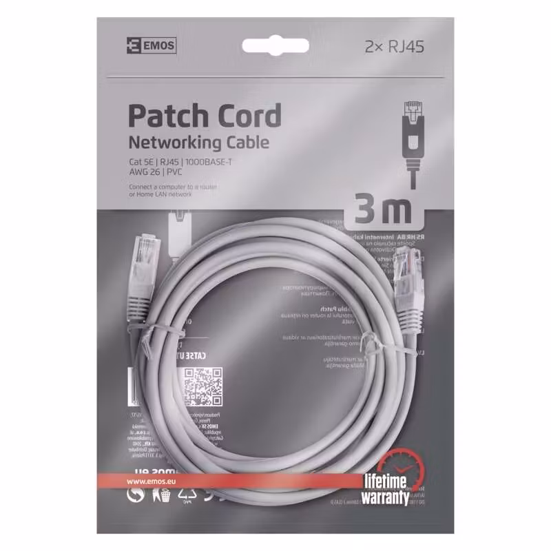 Nätverkskabel, Patch-kabel Kabel CAT 5E UTP, 3m