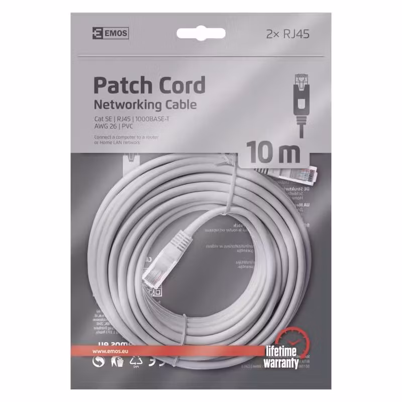 Nätverkskabel, Patch-Kabel CAT 5E UTP, 10m