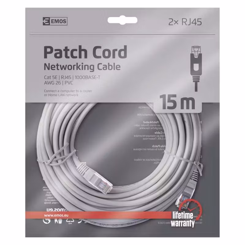 Nätverkskabel, Patch-Kabel CAT 5E UTP, 15m