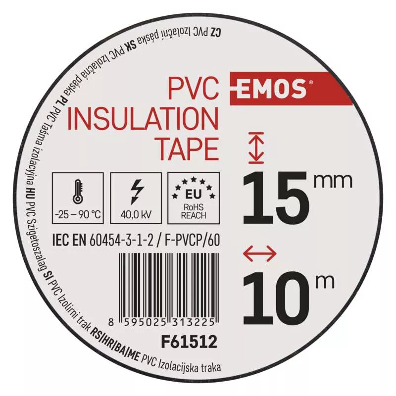 Isoleringstejp PVC 15mm/10m svart, 10 st