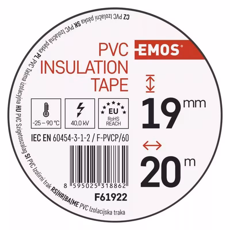 Isoleringstejp PVC 19mm/20m svart, 10 st