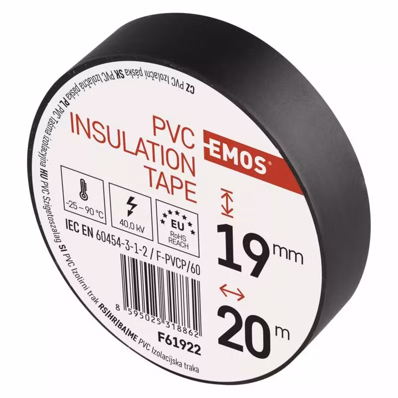 Isoleringstejp PVC 19mm/20m svart, 10 st
