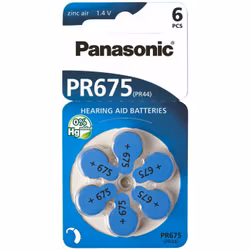 Hörapparatsbatterier Panasonic PR675