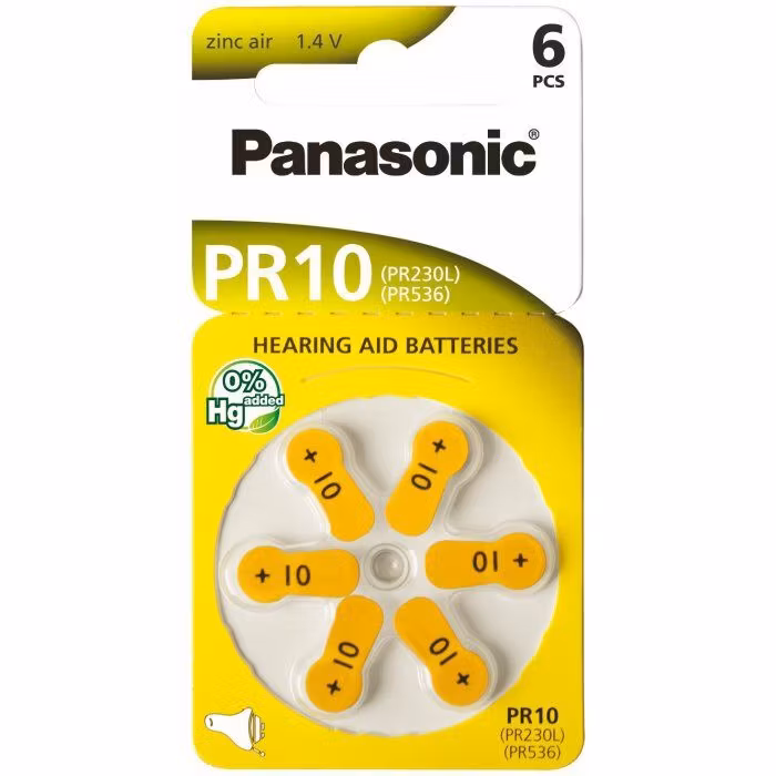 Hörapparatsbatterier Panasonic PR10